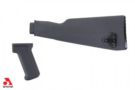 Intermediate Length Gray AK47 Buttstock and Pistol Grip Set for Milled Receivers