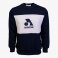 Blue / Grey Cotton-Poly Standard Fit Logo Pullover Sweater