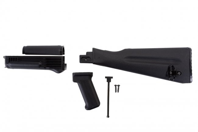 Black Polymer NATO Length Stock Set with Stainless Steel Heat Shield for Stamped Receivers