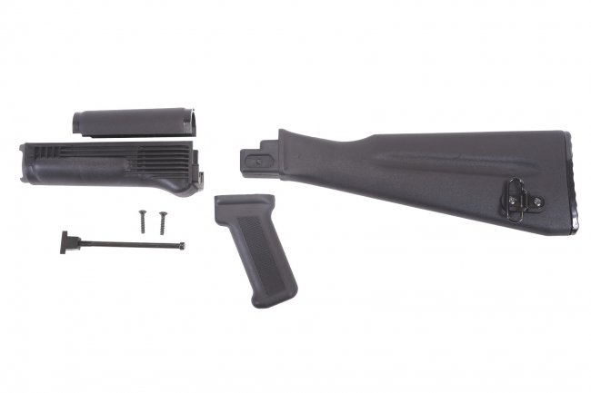 Black Polymer NATO Length Stock Set with Stainless Steel Heat Shield for Stamped Receivers