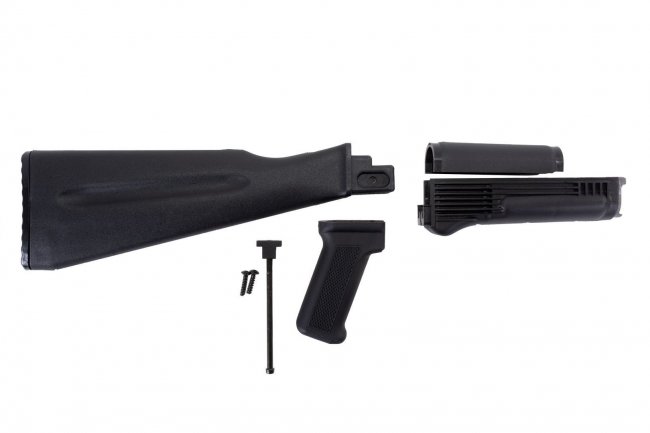 Black Polymer NATO Length Stock Set with Stainless Steel Heat Shield for Stamped Receivers