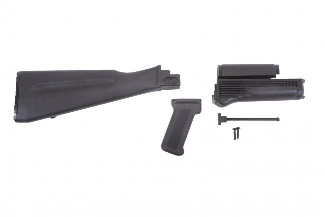 Black Polymer NATO Length Stock Set with Stainless Steel Heat Shield for Stamped Receivers