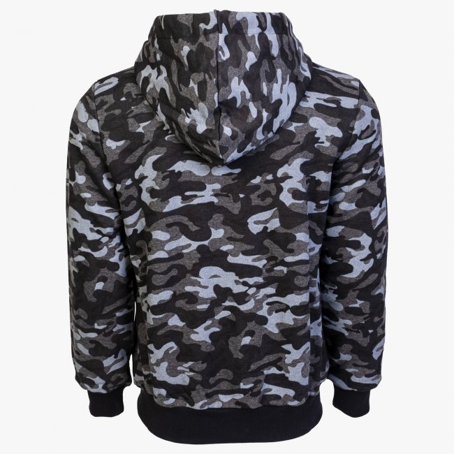 Black Camo Cotton-Poly Relaxed Fit  Zip-Up Hoodie