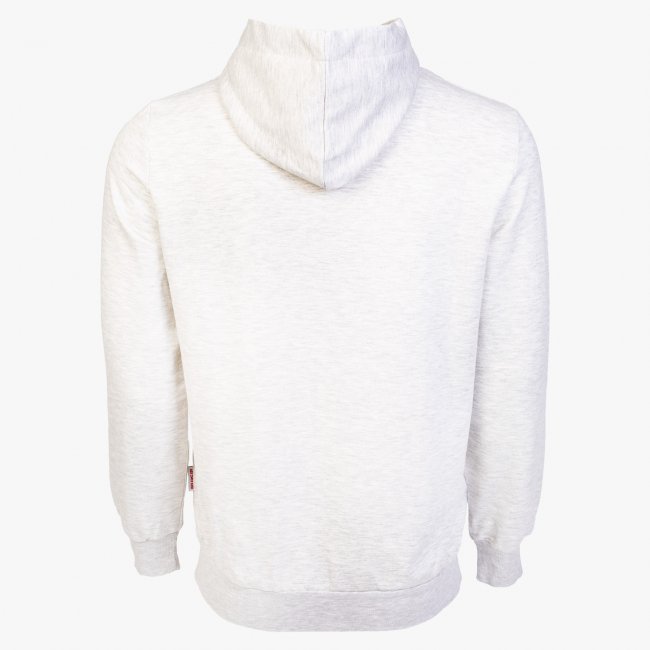 Beige Cotton-Poly Relaxed Fit Graphic Pullover Hoodie