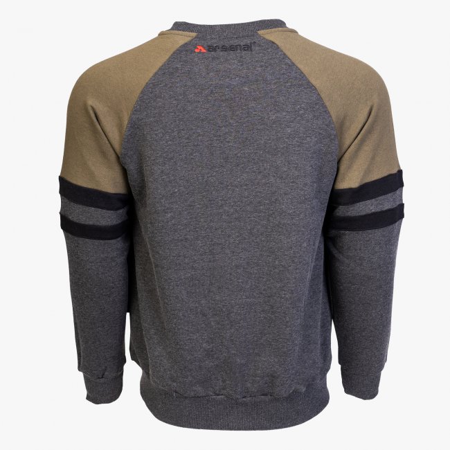 Gray / Khaki Cotton-Poly Standard Fit Classic Crew Zip-Up Jacket