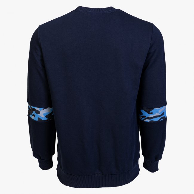Blue Cotton-Poly Standard Fit Flex Pullover Sweater