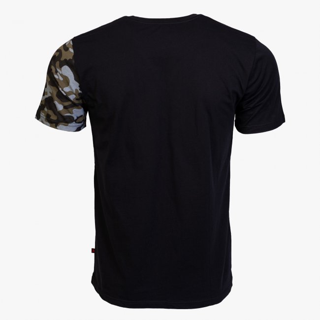 Black / Camo Cotton Relaxed Fit T-Shirt