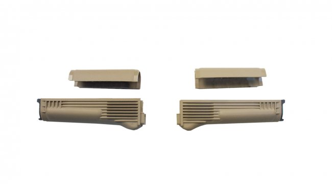 Desert Sand Polymer Handguard Set with Stainless Steel Heat Shield for Stamped Receivers